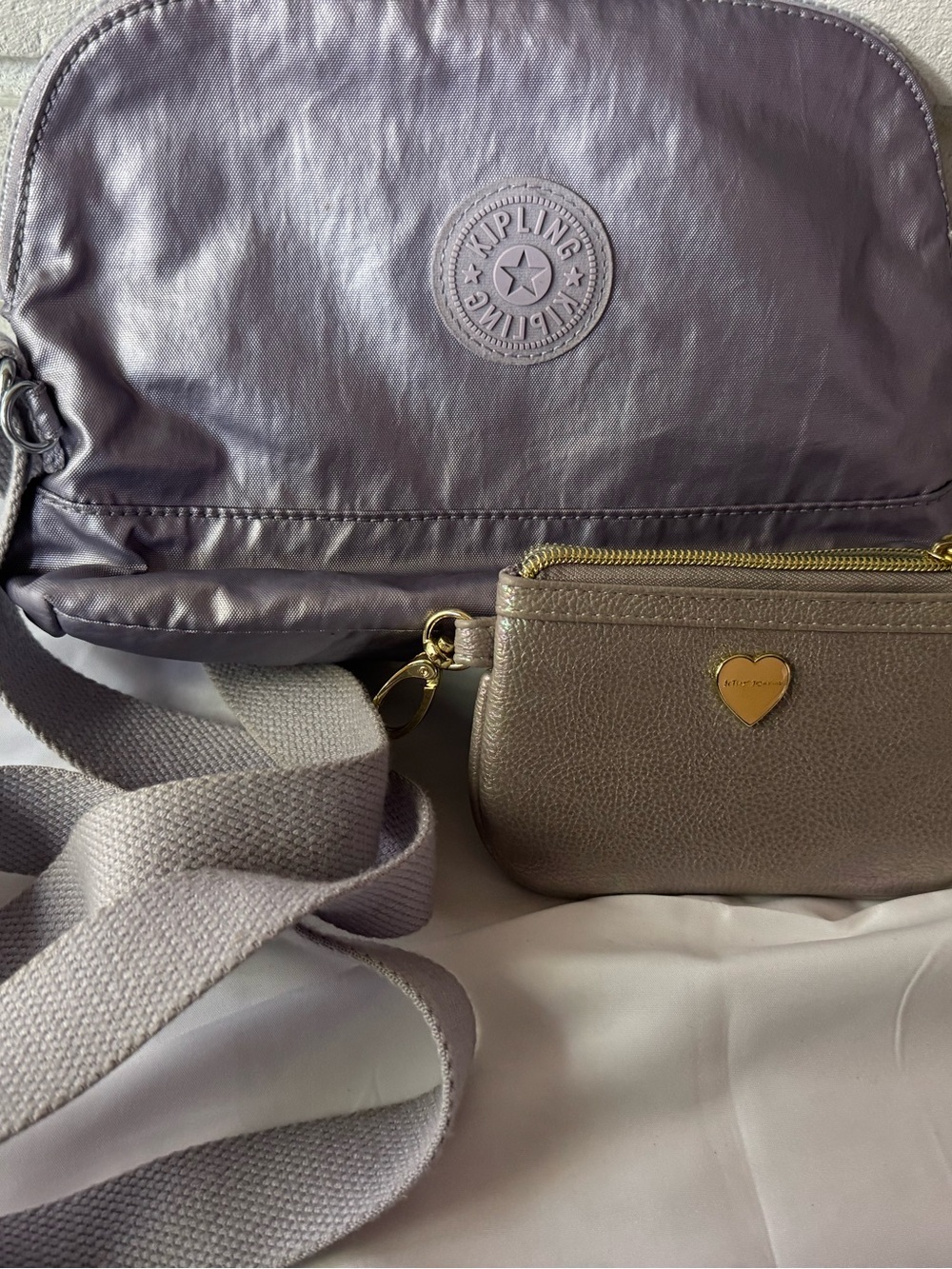 Kipling lavender shoulder bag and Betsey Johnson wallet